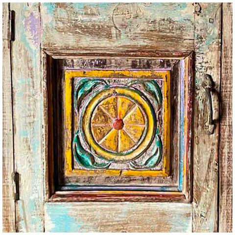 Comodino In Legno Con Finitura Artigianale Marrone 56x28x68h Cm - Foto 4