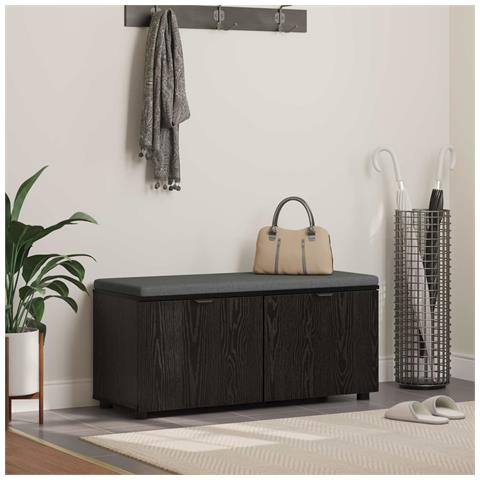 Panca per ingresso con cuscino Rovere Nero 100 x 38 x 46 cm - Foto 2