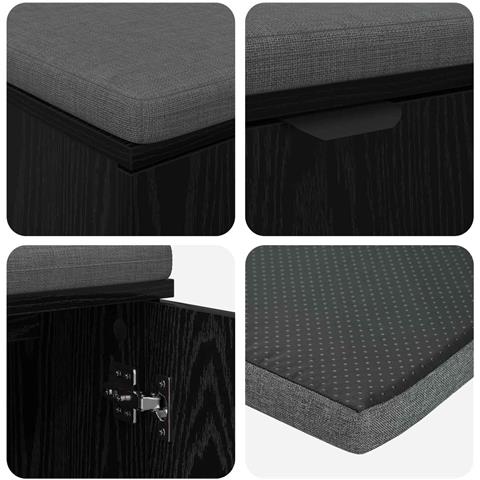 Panca per ingresso con cuscino Rovere Nero 100 x 38 x 46 cm - Foto 9