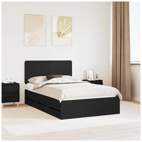 Struttura del letto Nero 120 x 200 cm Legno Ingegnerizzato - Foto 2