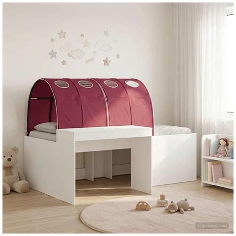 Letto alto per bambini con scrivania Bianco e Rosso - Foto 2