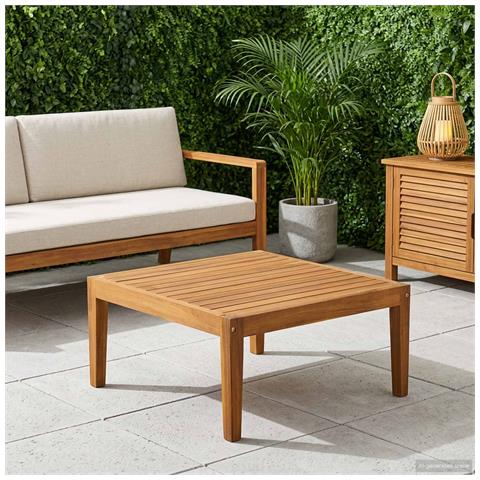 tavolo Legno di Acacia Massello Naturale 60 x 60 x 30 cm - Foto 2