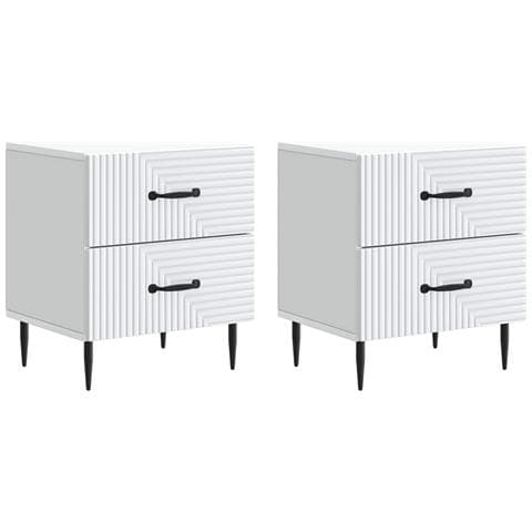 Armadio da Notte con cassetto 2 pcs Bianco 43 x 34,5 x 47,5 cm - Foto 1