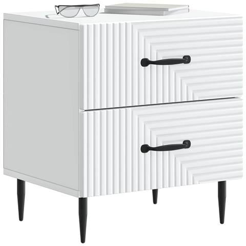 Armadio da Notte con cassetto 2 pcs Bianco 43 x 34,5 x 47,5 cm - Foto 2