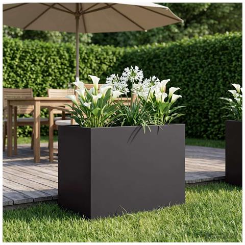 Vaso da giardino Nero 60 x 40 x 50 cm Acciaio laminato a freddo - Foto 2