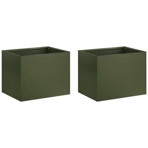 Vaso da giardino 2 pz Verde Oliva 40 x 30 x 30 cm - Foto 1