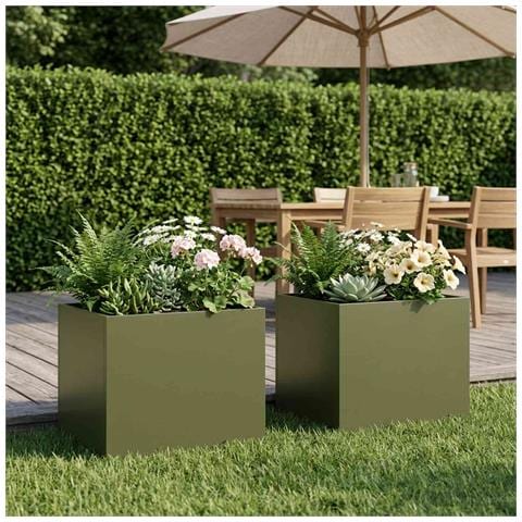 Vaso da giardino 2 pz Verde Oliva 40 x 30 x 30 cm - Foto 2