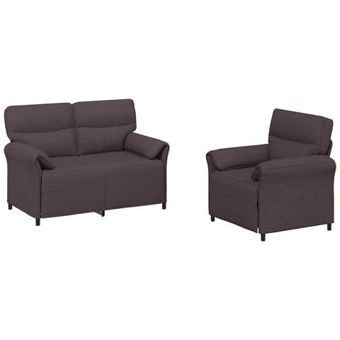 Set di divani 2 pz Marrone Scuro Tessuto - Foto 1