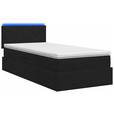 Letto con contenitore LED e materasso Nero 90 x 190 cm Tessuto - Foto 9