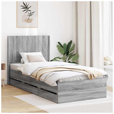 Struttura del letto con stoccaggio e testata Grigio Sonoma - Foto 10