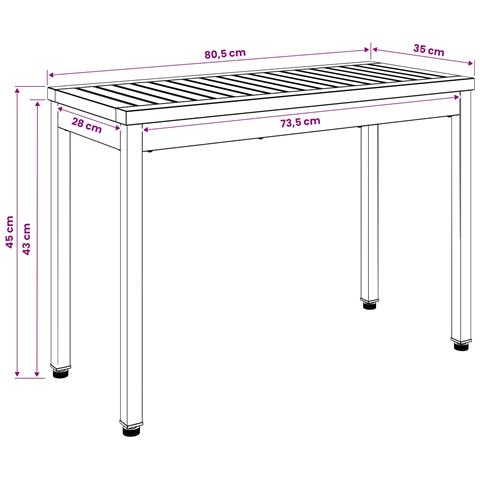 Panchina da giardino 80,5 x 35 x 45 cm Legno di Acacia Massello - Foto 9
