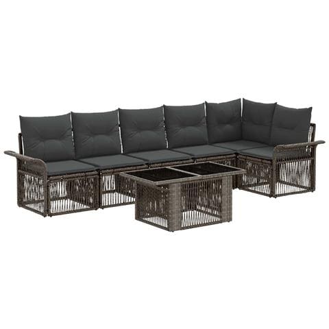 Set Divano da Giardino 7 pz Grigio e Grigio Scuro polyrattan - Foto 1