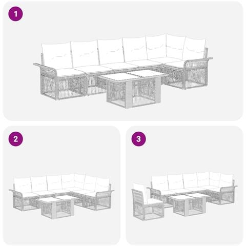 Set Divano da Giardino 7 pz Grigio e Grigio Scuro polyrattan - Foto 10