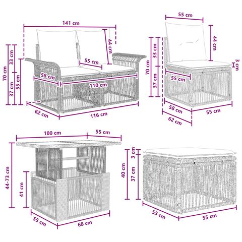 Set Divano da Giardino 10 pz Grigio e Grigio Scuro polyrattan - Foto 10
