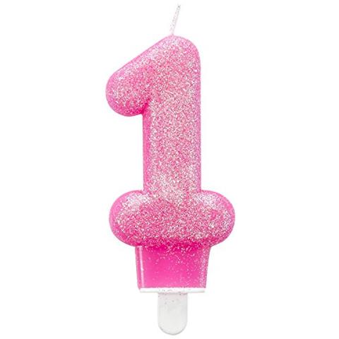 , 9900761, candela Di Compleanno Con Glitter, 7,6 cm, Numero 1 - Foto 1