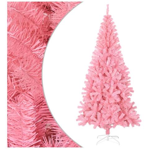 Albero di Natale Artificiale Sottile con Base Rosa 210 cm PVC - Foto 1