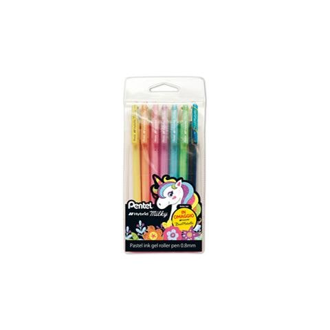Astuccio 6 Roller Gel Hybrid Milky 0,8mm Colori Pastelli Assortiti Pentel - Foto 1