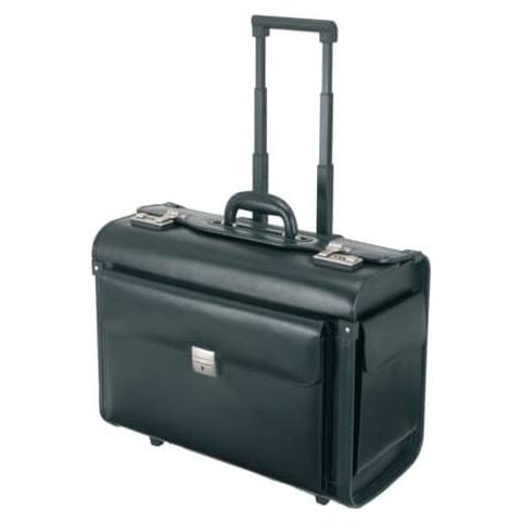 Borsa Pilota Con Trolley Alassio Silvana In Pelle 48,5x23x37 Cm Nero 92705 - Foto 1