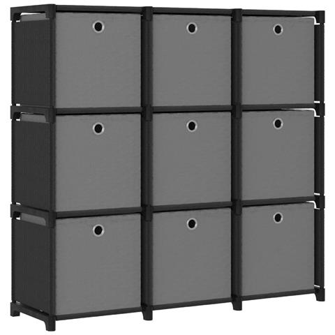 Mobile con 9 Scatole a Cubo Nero 103x30x107,5 cm in Tessuto - Foto 1