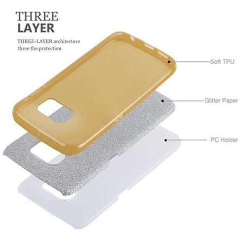 Custodia Compatibile Con Samsung Galaxy S6 Edge In Polvere Di Stelle Oro - Silicone Tpu E Hard Case Coperchio Protettivo In Design Glitterato - Foto 6