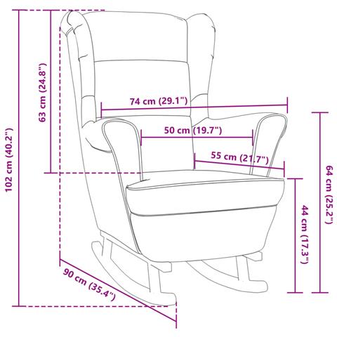 Sedia a Dondolo con Gambe in Legno di Hevea Verde in Velluto - Foto 2
