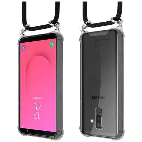 Catena Di Telefoni Cellulari Compatibile Con Samsung Galaxy A6 Plus 2018 In Nero - Coperchio Protettivo In Silicone Con Anelli D'argento, Cinturino In Corda E Custodia Staccabile - Foto 8