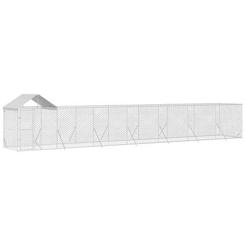 Cuccia Cani Da Esterno Tetto Argento 14x2x2,5 M Acciaio Zincato - Foto 3