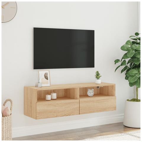Mobile Tv Parete Rovere Sonoma 100x30x30cm In Legno Multistrato - Foto 3