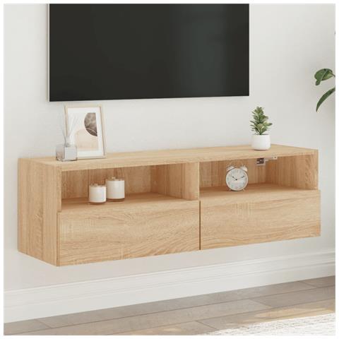 Mobile Tv Parete Rovere Sonoma 100x30x30cm In Legno Multistrato - Foto 1
