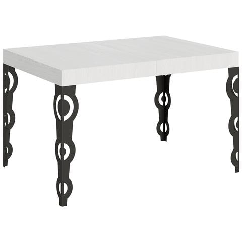 Tavolo Allungabile 90x130/390 Cm Karamay Telaio Antracite - Bianco Frassino - Foto 6