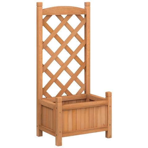 Fioriera Con Traliccio Marrone In Legno Massello Di Abete - Foto 2