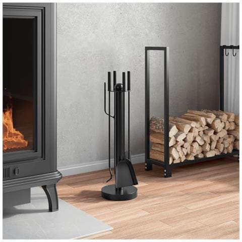 Set Attrezzi Per Caminetto 5 Pz 18x56 Cm In Acciaio - Foto 3