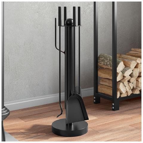 Set Attrezzi Per Caminetto 5 Pz 18x56 Cm In Acciaio - Foto 1