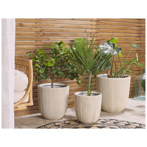 Vaso Per Fiori 44 X 44 X 48 Cm Beige Chios - Foto 1