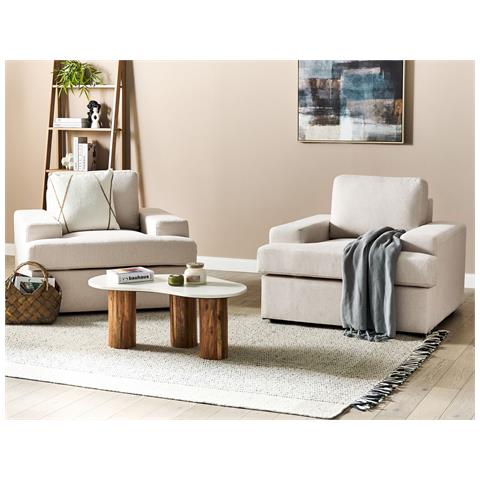 Set Di 2 Poltrone Tessuto Beige Chiaro Alla - Foto 1
