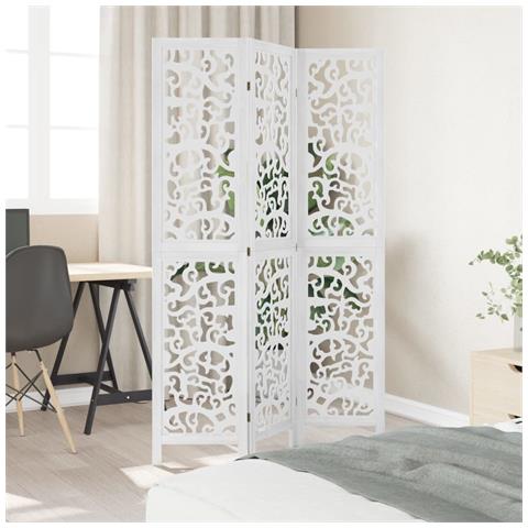 Divisorio Ambienti 3pannelli Bianco Legno Massello Di Paulownia - Foto 3