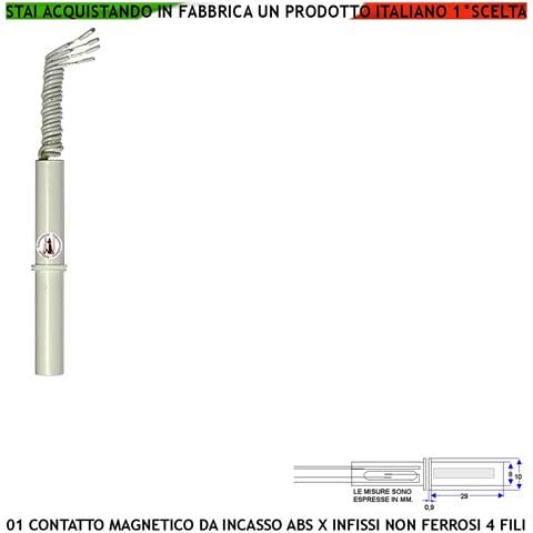 Contatto Magnetico Da Incasso Sensore Magnetico 8 Mm Reed Uscita Nc Collegamento 4 Fili Tensione Transito Max 100 V 10 - Foto 1