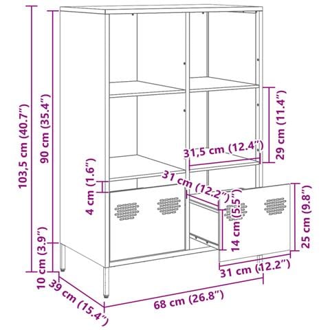 Credenza Nera 68x39x103,5 Cm In Acciaio - Foto 10
