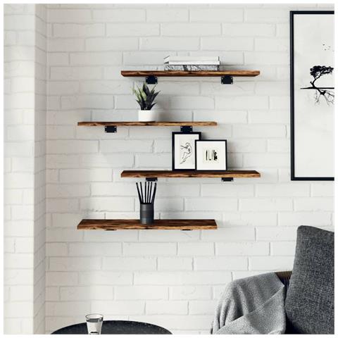 Mensole Parete 4pz Rovere Fumo 60x20x1,5 Cm Legno Multistrato - Foto 3