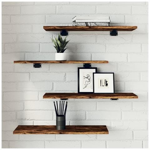 Mensole Parete 4pz Rovere Fumo 60x20x1,5 Cm Legno Multistrato - Foto 1