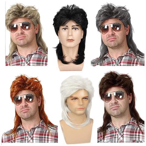 Parrucca Mullet Da Uomo, Acconciatura Retro Anni '80 Silver - Foto 2