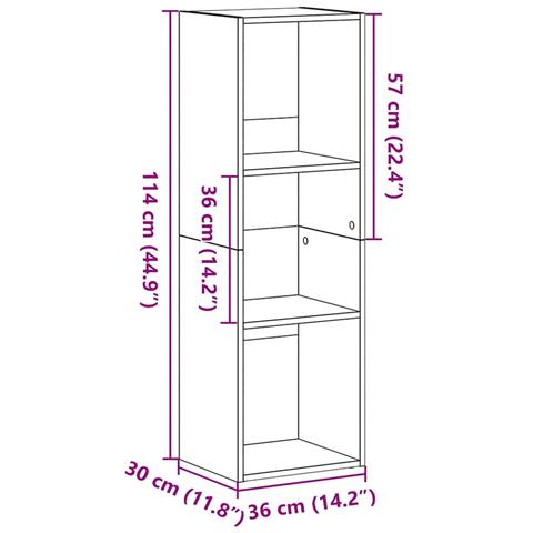 Libreria Rovere Nero 36x30x114 cm in Legno Multistrato - Foto 9