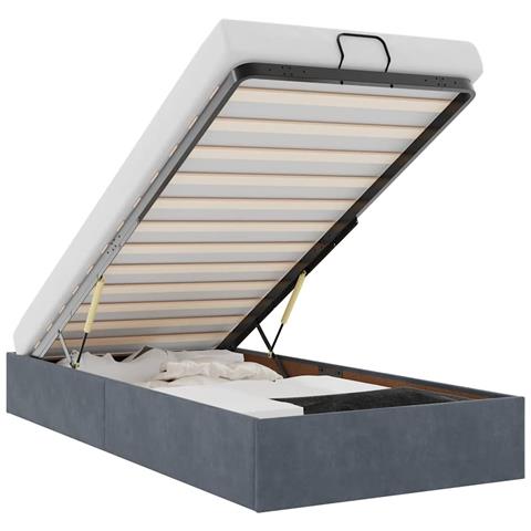 Struttura Letto Pouf Senza Materasso 90x200 Cm Velluto - Foto 2