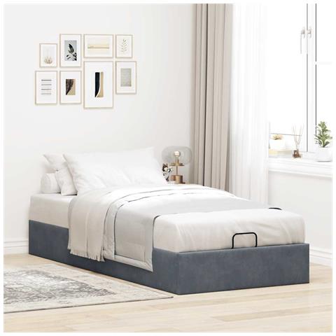 Struttura Letto Pouf Senza Materasso 90x200 Cm Velluto - Foto 3