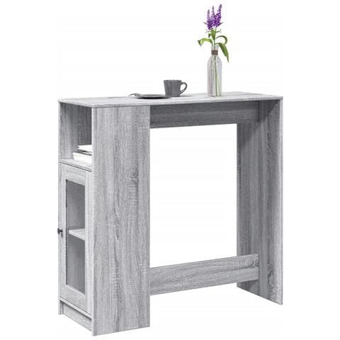 Tavolo Bar Con Rastrelliera Grigio 101x40x103,5 Cm Multistrato - Foto 1