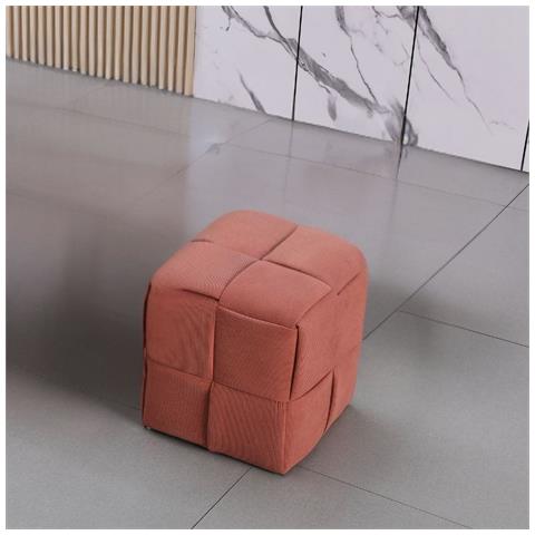 Pouf Den Quadrato Effetto Intrecciato Colore Mattone - Foto 1