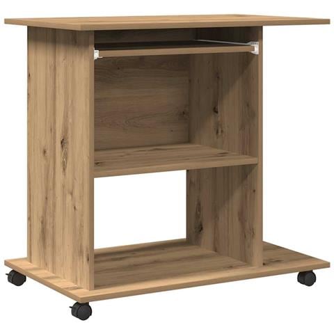 Scrivania Computer Rovere Artigianale Legno Multistrato - Foto 2