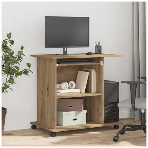 Scrivania Computer Rovere Artigianale Legno Multistrato - Foto 3