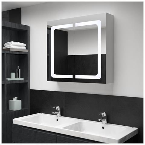 Lusso Casadino -  Armadietto Bagno Con Specchio E Led 80x12,2x68 Cm - Foto 8