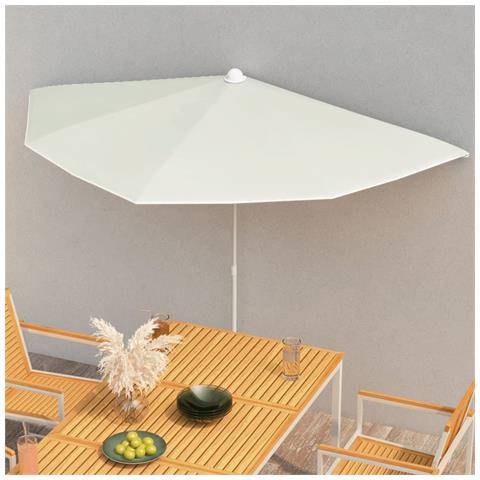 Ombrellone Semicircolare Da Giardino Con Palo 180x90 Cm Sabbia - Foto 8